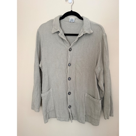 CP Shades Tops - CP Shades Linen Blend Button Down Shirt Jacket Sage Green Textured Shacket S